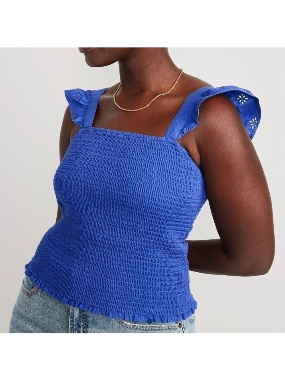 2X - Old Navy | Fitted Ruffle-Trim Smocked Cropped Top